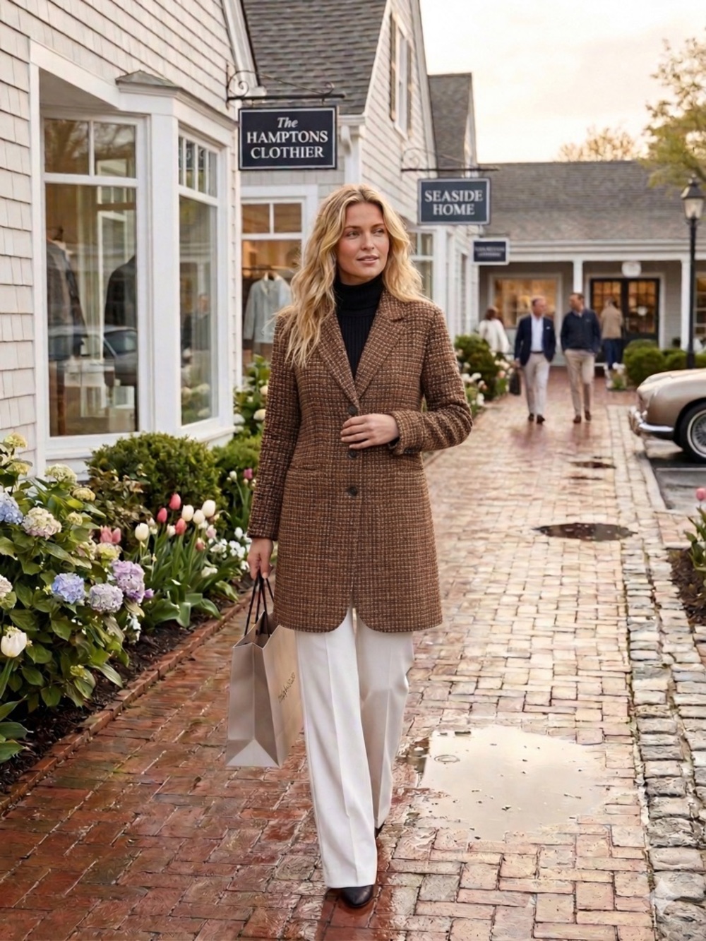 Old Navy Brown Tan Tweed Wool Blend Classic Minimalist Long Sleeve Coat Size Med